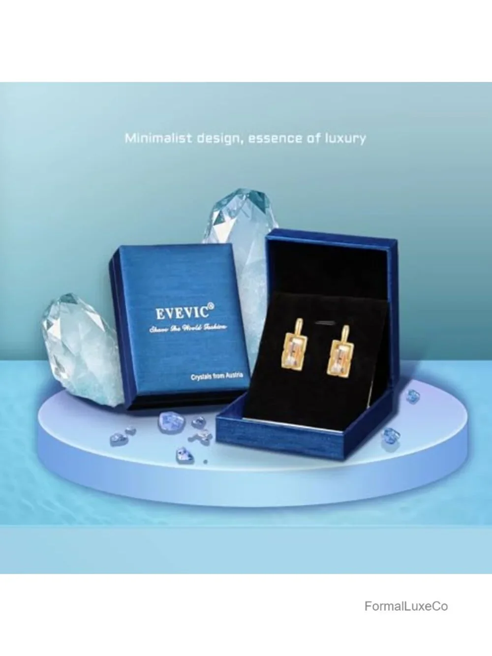 Austrian Crystal Leverback Drop Earrings 14K Rose Gold Plated Hypoallergenic